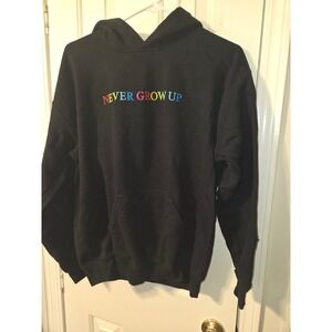 Benitez by Baylen Levine Never Grow Up Hoodie Black Rainbow Embroidered Mens M